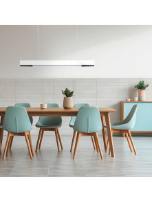 Lampa wisząca biała metalowa belka Cali L Tuya 80 cm LED 32W nad stol w jadalni salonie biurze z regulowaną barwą światła 