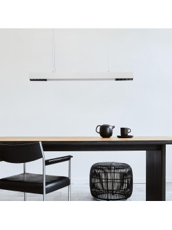 Lampa wisząca biała metalowa belka Cali L Tuya 80 cm LED 32W nad stol w jadalni salonie biurze z regulowaną barwą światła 