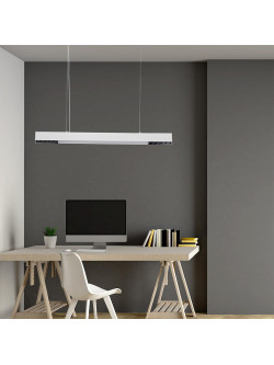 Lampa wisząca biała metalowa belka Cali L Tuya 80 cm LED 32W nad stol w jadalni salonie biurze z regulowaną barwą światła 