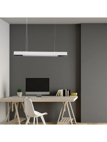 Lampa wisząca biała metalowa belka Cali L Tuya 80 cm LED 32W nad stol w jadalni salonie biurze z regulowaną barwą światła 