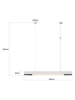 Lampa wisząca biała metalowa belka Cali L Tuya 80 cm LED 32W nad stol w jadalni salonie biurze z regulowaną barwą światła 