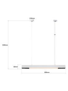 Lampa wisząca biała metalowa belka Cali L Tuya 80 cm LED 32W nad stol w jadalni salonie biurze z regulowaną barwą światła 
