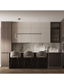 Designerski żyrandol z pozawijanym wężem świetlnym LED Meleca M czarna rurka 36W z regulowaną barwą światła CCT Designerski żyrandol z pozawijanym wężem świetlnym LED Meleca M czarna rurka 36W z regulowaną barwą światła CCT
