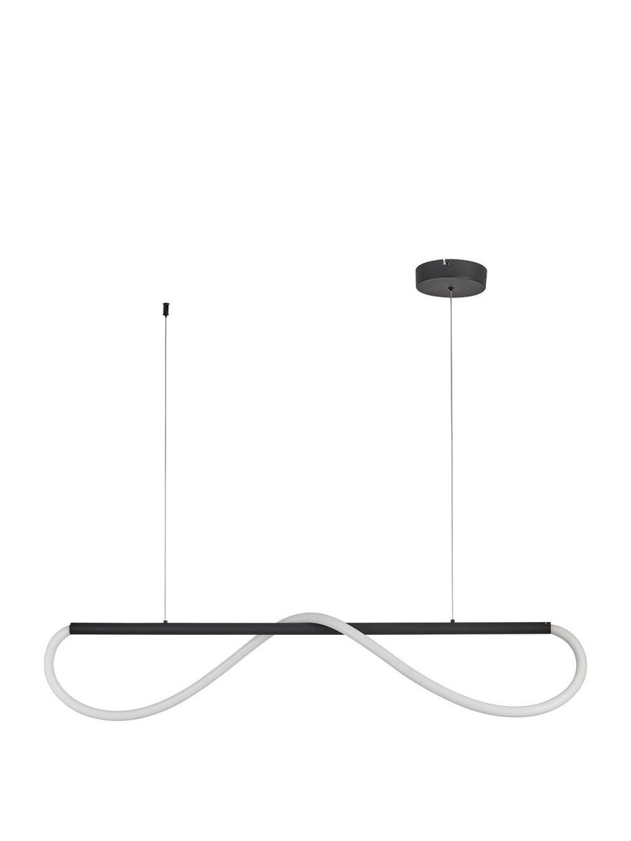 Designerski żyrandol z pozawijanym wężem świetlnym LED Meleca S czarna rurka 24W 4000K neutralna barwa