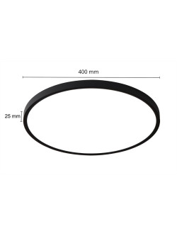 Czarny okrągły plafon sufitowy California 40 cm niska grubość 2.5 cm LED 36W regulowana barwa światła CCT