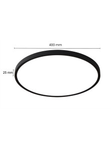 Czarny okrągły plafon sufitowy California 40 cm niska grubość 2.5 cm LED 36W regulowana barwa światła CCT