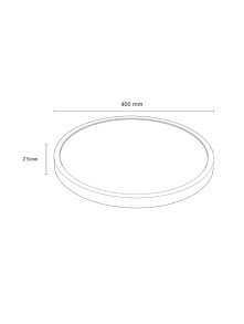 Czarny okrągły plafon sufitowy California 40 cm niska grubość 2.5 cm LED 36W regulowana barwa światła CCT