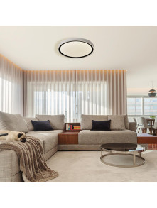 Okrągły mały czarno-biały plafon LED 18W Vegas 30 cm z IP 54 neutralna barwa 4000K Okrągły mały czarno-biały plafon LED 18W Vegas 30 cm z IP 54 neutralna barwa 4000K
