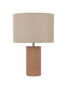 Lampa stołowa z beżowym materiałowym abażurem Tokio na komodę stolik 