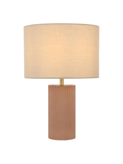 Lampa stołowa z beżowym materiałowym abażurem Tokio na komodę stolik 