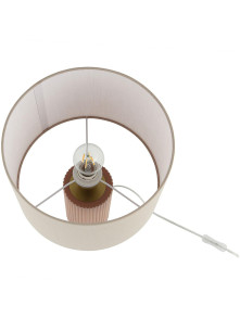 Lampa stołowa z beżowym materiałowym abażurem Tokio na komodę stolik 