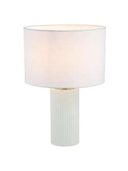 Lampa stołowa z białym materiałowym abażurem Tokio na komodę stolik 