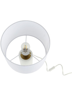 Lampa stołowa z białym materiałowym abażurem Tokio na komodę stolik 