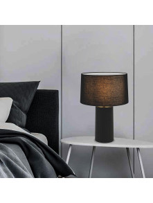 Lampa stołowa z czarnym materiałowym abażurem Tokio na komodę stolik 