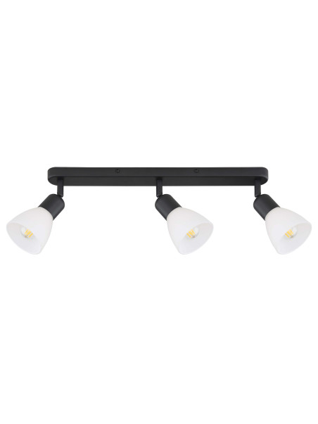 Biało-czarna niedroga potrójna lampa sufitowa regulowana Malta 3 z metalowym kloszem w kształcie dzwona kielicha Biało-czarna niedroga potrójna lampa sufitowa regulowana Malta 3 z metalowym kloszem w kształcie dzwona kielicha