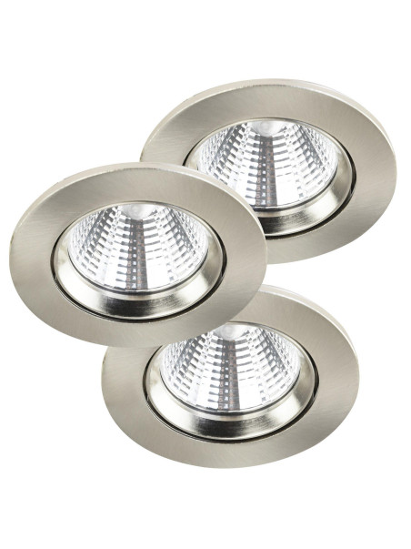 Zestaw 3 wpuszczanych oczek sufitowych LED Fremont 3x5,5W 2700K – stal szczotkowana Zestaw 3 wpuszczanych oczek sufitowych LED Fremont 3x5,5W 2700K – stal szczotkowana
