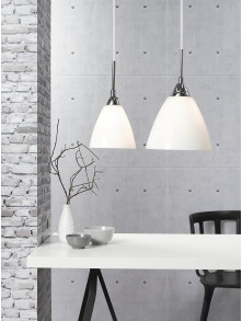 Lampa wisząca do kuchni nad wyspę Read skandynawska z białym szklanym kloszem E27