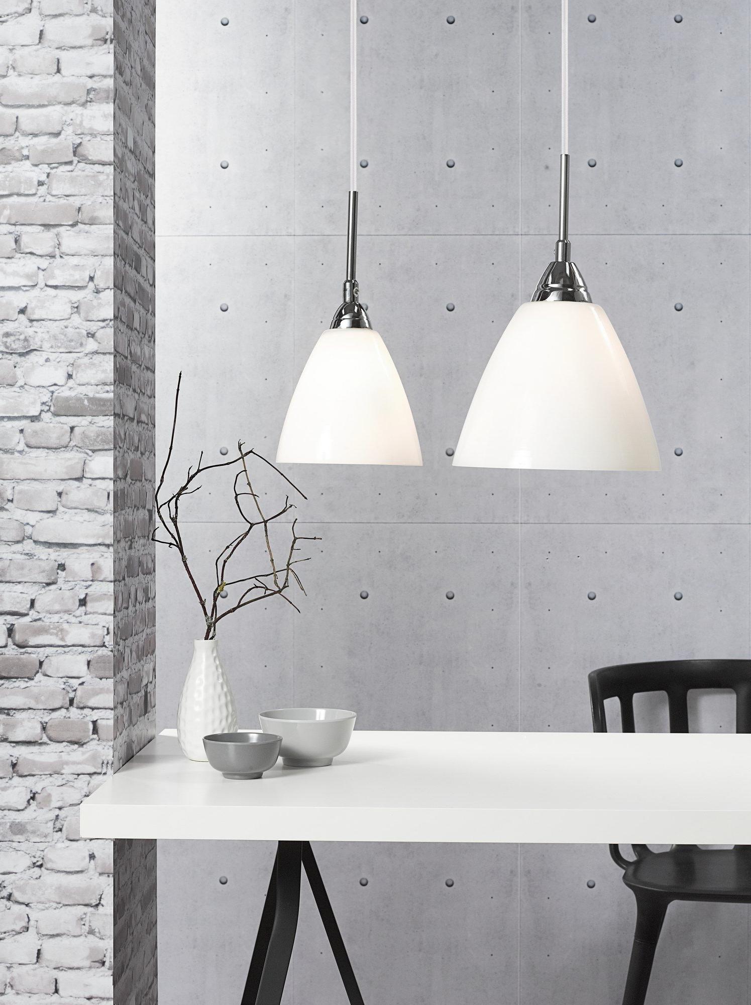 Lampa wisząca do kuchni nad wyspę Read skandynawska z białym szklanym kloszem E27