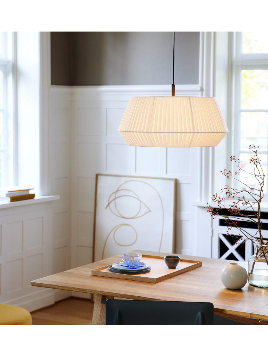 Skandynawska lampa wisząca Dicte 53 cm duży abażur z białej tkaniny, nad stolik, Nordlux