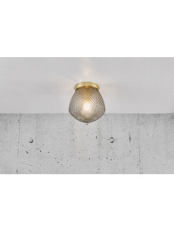 Lampa sufitowa szklana retro klasyczna Orbiform - z złotą podsufitką / podstawą