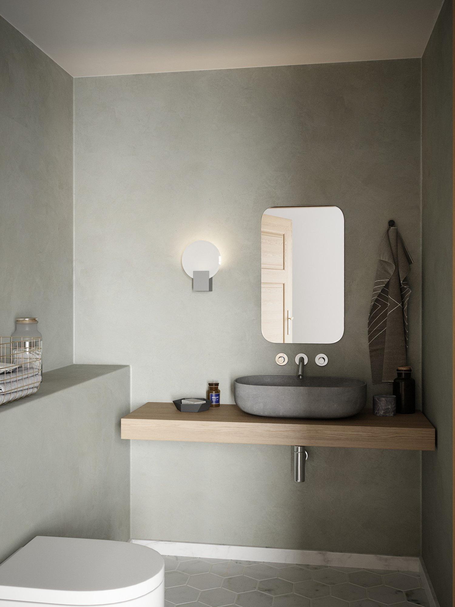 Biały designerski kinkiet łazienkowy Hester talerz płytka z IP44 - Nordlux