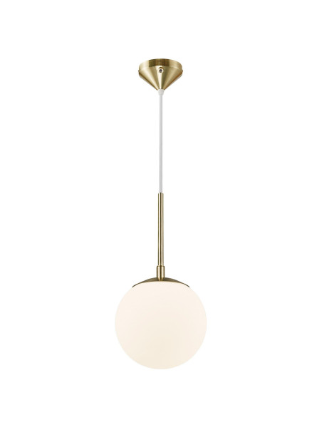 Lampa wisząca mleczna kula Grant 15 cm - pojedyncza z złotymi dodatkami, Nordlux Lampa wisząca mleczna kula Grant 15 cm - pojedyncza z złotymi dodatkami, Nordlux