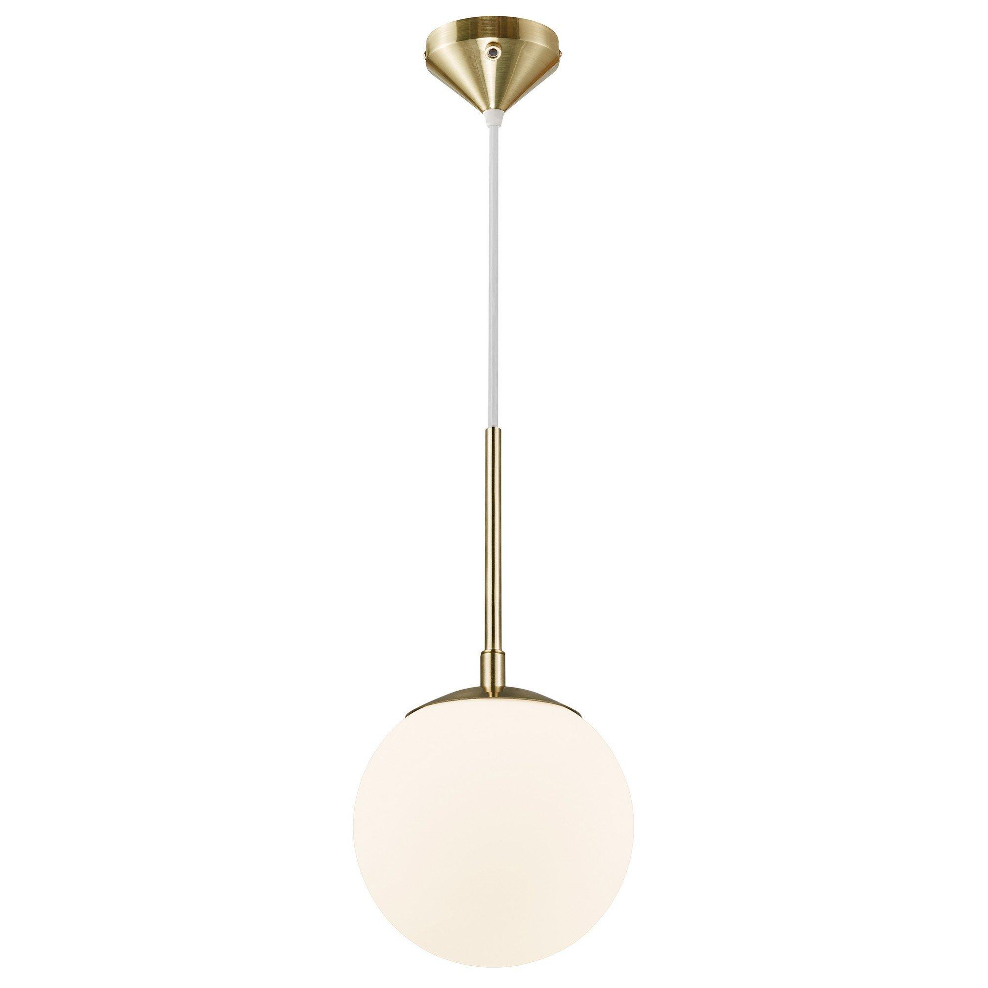 Lampa wisząca mleczna kula Grant 15 cm - pojedyncza z złotymi dodatkami, Nordlux