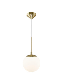 Lampa wisząca mleczna kula Grant 15 cm - pojedyncza z złotymi dodatkami, Nordlux