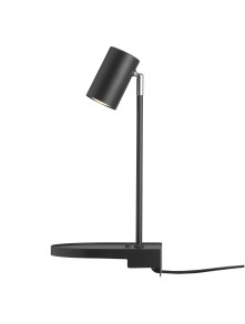 Czarny kinkiet ścienny z półką Cody, port USB, ruchomy regulowany reflektorek - Nordlux