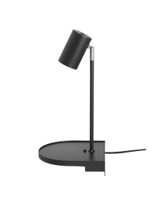 Czarny kinkiet ścienny z półką Cody, port USB, ruchomy regulowany reflektorek - Nordlux