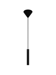 Pojedynczy zwis z czarną tubą LED Omari, długi 200 cm przewód, nad stoliczek szafkę nocną Pojedynczy zwis z czarną tubą LED Omari, długi 200 cm przewód, nad stoliczek szafkę nocną