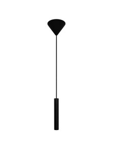 Pojedynczy zwis z czarną tubą LED Omari, długi 200 cm przewód, nad stoliczek szafkę nocną Pojedynczy zwis z czarną tubą LED Omari, długi 200 cm przewód, nad stoliczek szafkę nocną