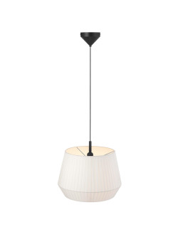 Biała lampa wisząca Dicte 40 cm abażur z tkaninowego materiału, marszczona bawełna, Nordlux