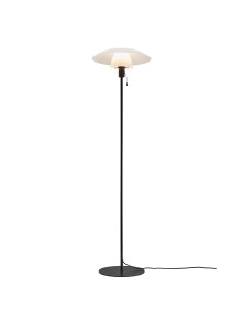 Skandynawska lampa stojąca podłogowa Verona - biało czarna z szklaną osłoną kapelusz Skandynawska lampa stojąca podłogowa Verona - biało czarna z szklaną osłoną kapelusz
