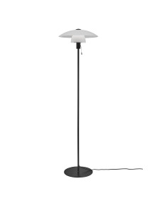 Skandynawska lampa stojąca podłogowa Verona - biało czarna z szklaną osłoną kapelusz Skandynawska lampa stojąca podłogowa Verona - biało czarna z szklaną osłoną kapelusz