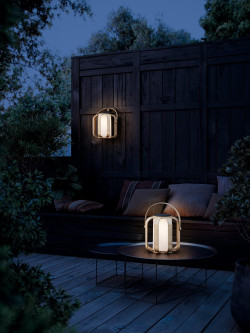 Przenośna lampa tarasowa Bob LED ładowana solarnie, bambusowa naturalna, z rączką - Nordlux