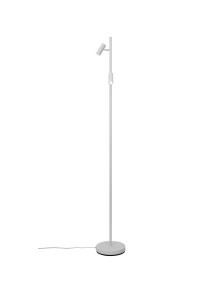 Biała minimalistyczna lampa podłogowa Omari LED do salonu, dwa regulowane klosze - reflektorki Biała minimalistyczna lampa podłogowa Omari LED do salonu, dwa regulowane klosze - reflektorki