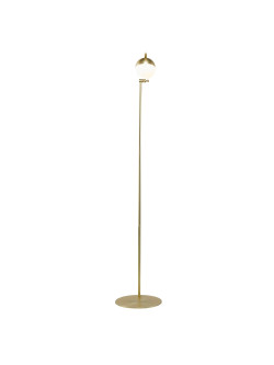 Złota lampa podłogowa stojąca Contina - biała kulka na metalowym regulowanym ramieniu, glamour