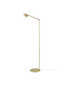 Złota lampa podłogowa stojąca Contina - biała kulka na metalowym regulowanym ramieniu, glamour Złota lampa podłogowa stojąca Contina - biała kulka na metalowym regulowanym ramieniu, glamour