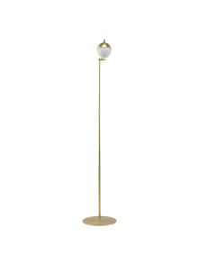 Złota lampa podłogowa stojąca Contina - biała kulka na metalowym regulowanym ramieniu, glamour Złota lampa podłogowa stojąca Contina - biała kulka na metalowym regulowanym ramieniu, glamour