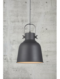 Czarna lampa wisząca Adrian - metalowy surowy skandynawski klosz nad stół, Nordlux