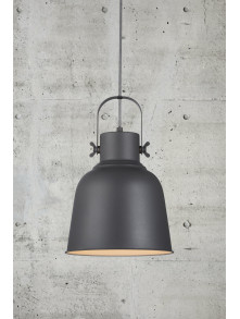 Czarna lampa wisząca Adrian - metalowy surowy skandynawski klosz nad stół, Nordlux