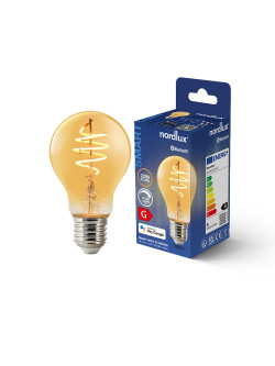 Żarówka E27 w stylu retro - bursztynowa, Edison, Nordlux, ściemnialna 2200 Kelwinów