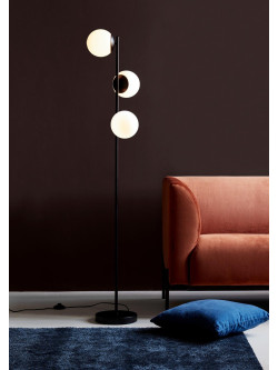 Nowoczesna czarna lampa podłogowa Lilly 3 mleczne kule, do salonu - Nordlux