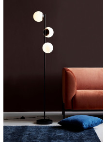 Nowoczesna czarna lampa podłogowa Lilly 3 mleczne kule, do salonu - Nordlux