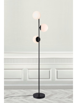 Nowoczesna czarna lampa podłogowa Lilly 3 mleczne kule, do salonu - Nordlux