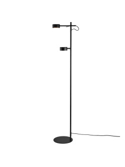 Czarna minimalistyczna lampa podłogowa Clyde LED podwójna - regulowana, z ściemniaczem 2700K