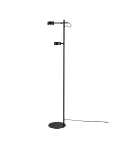 Czarna minimalistyczna lampa podłogowa Clyde LED podwójna - regulowana, z ściemniaczem 2700K Czarna minimalistyczna lampa podłogowa Clyde LED podwójna - regulowana, z ściemniaczem 2700K