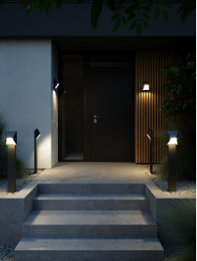 Nowoczesny geometryczny kinkiet na ścianę zewnętrzną Pontio 15 , czarny aluminiowy z IP54 - Nordlux Nowoczesny geometryczny kinkiet na ścianę zewnętrzną Pontio 15 , czarny aluminiowy z IP54 - Nordlux