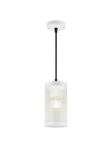Lampa wisząca zewnętrzna Coupar biała pod pergole, transparentny ryflowany klosz - Nordlux